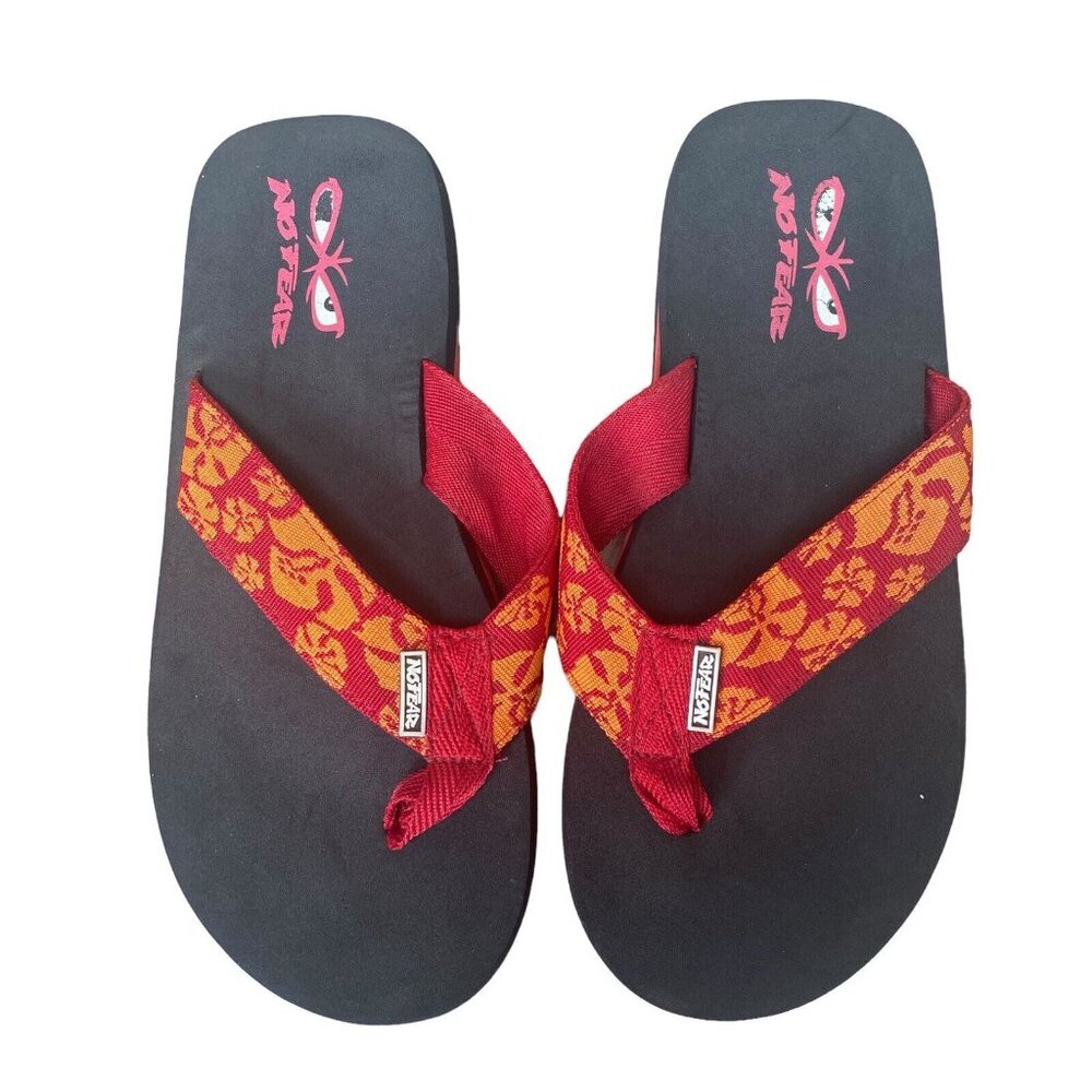 Vtg No Fear Flip Flops Sandals Orange Red Mens 10 NOS